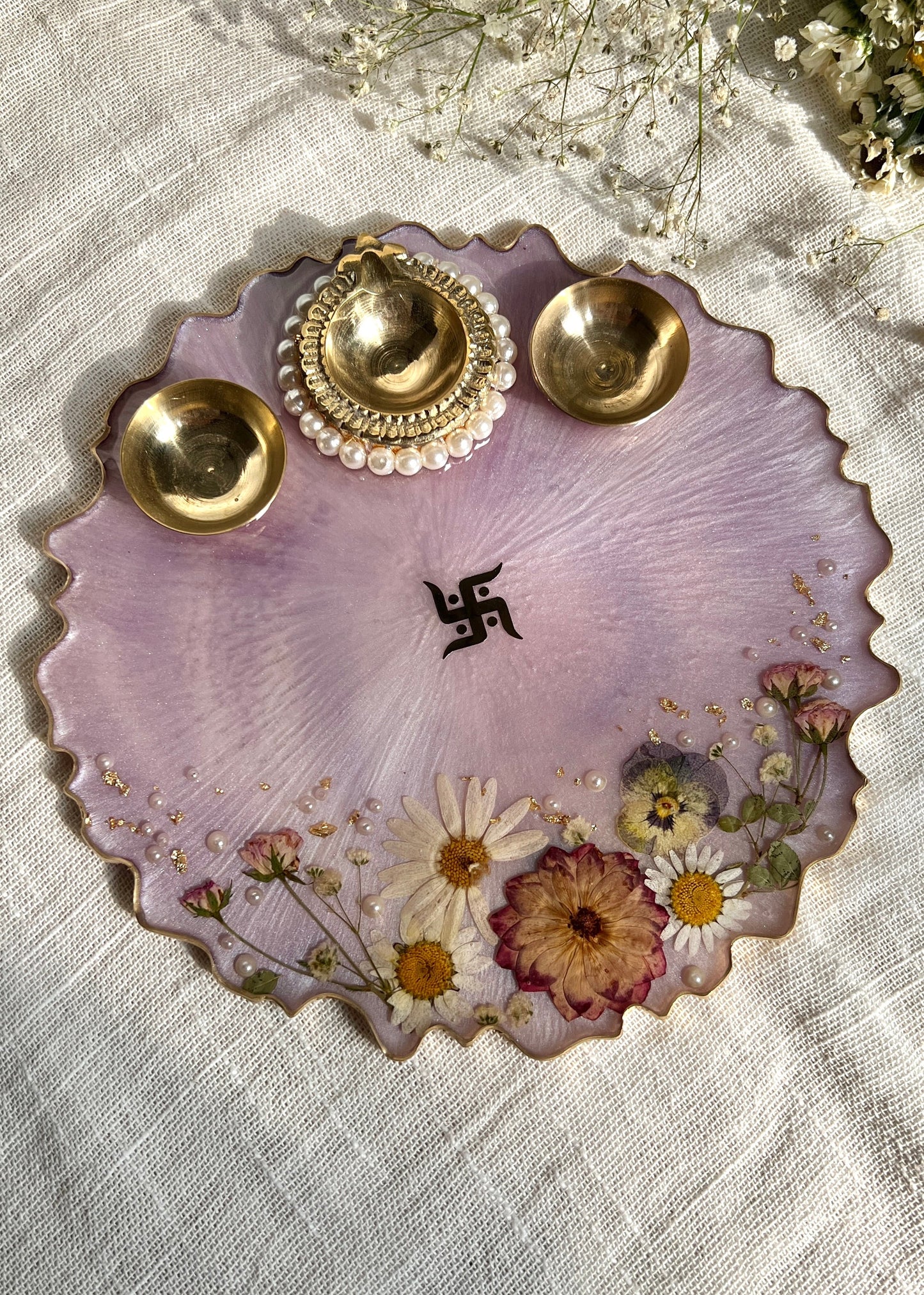 Lavender Bloom Pooja Thali 8”