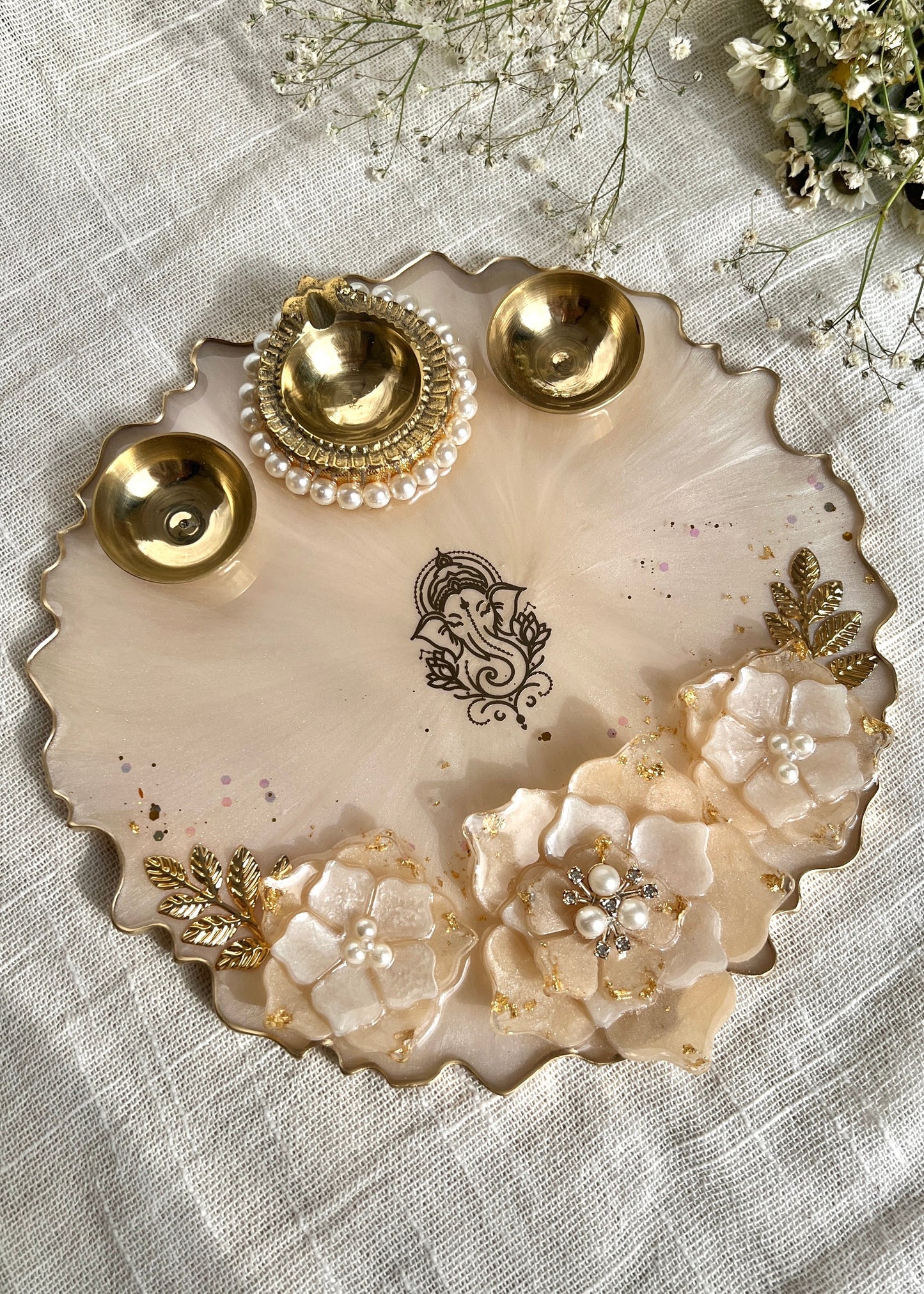 Soft Ivory Pooja Thali 8”