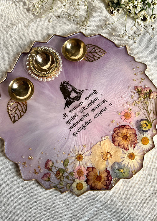 Lavender Bloom Pooja Thali 10”