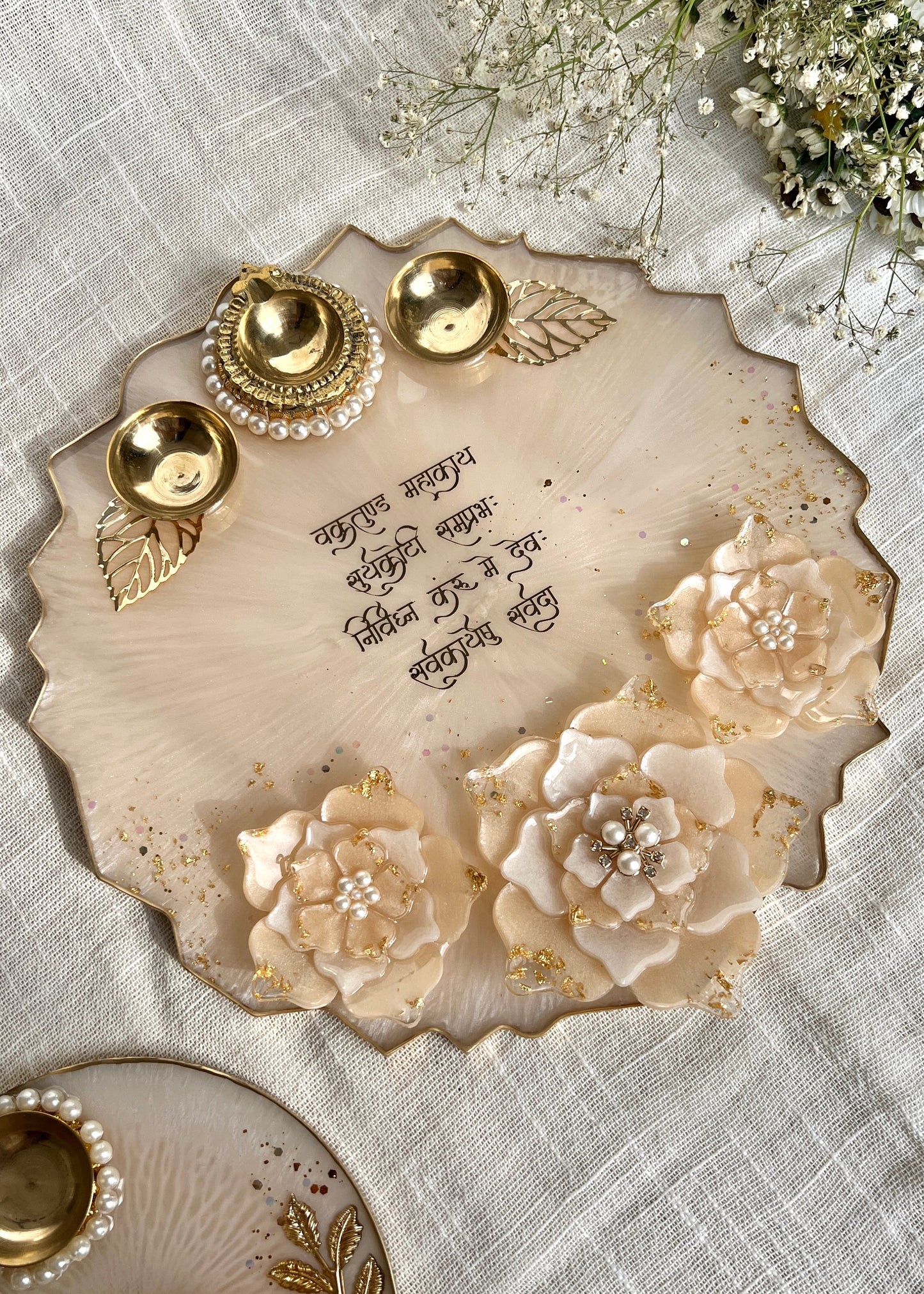 Soft Ivory Pooja Thali 10”