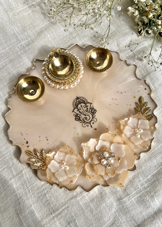 Soft Ivory Pooja Thali 8”
