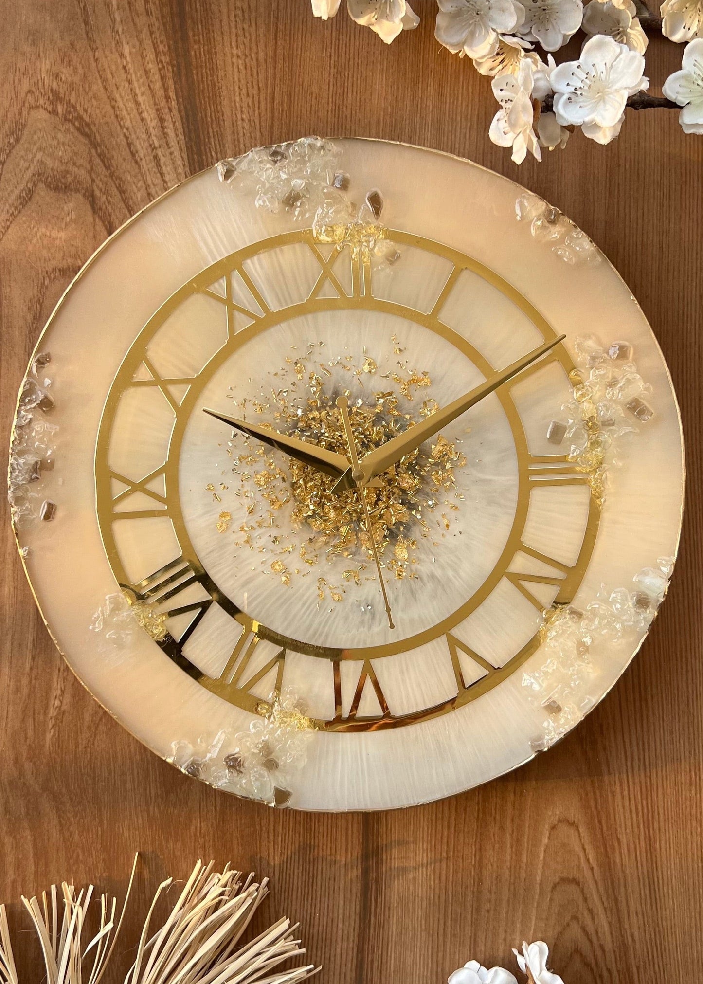 Champagne Crystal Clock- 12”