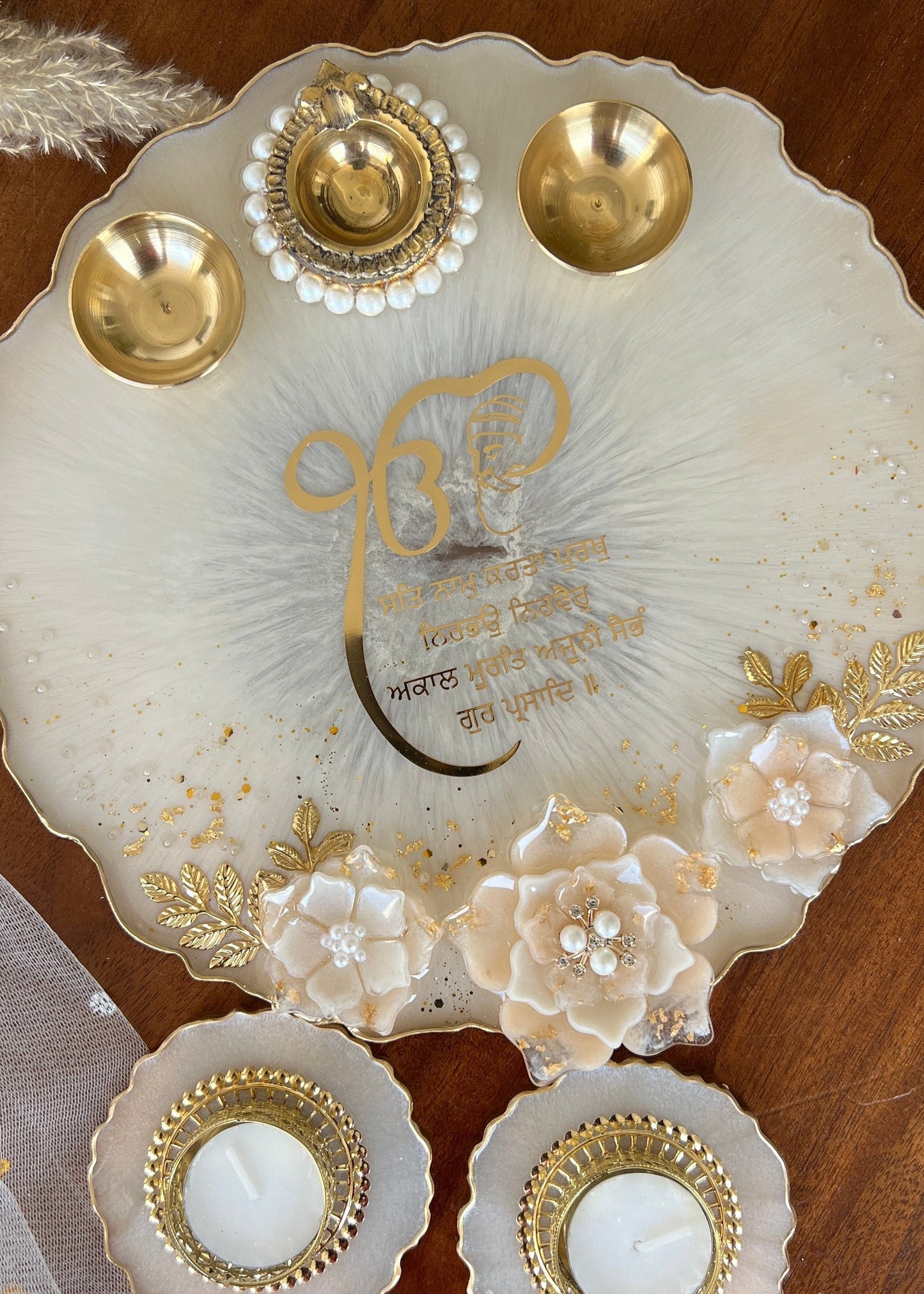 Ivory Bloom Pooja Thali 10”