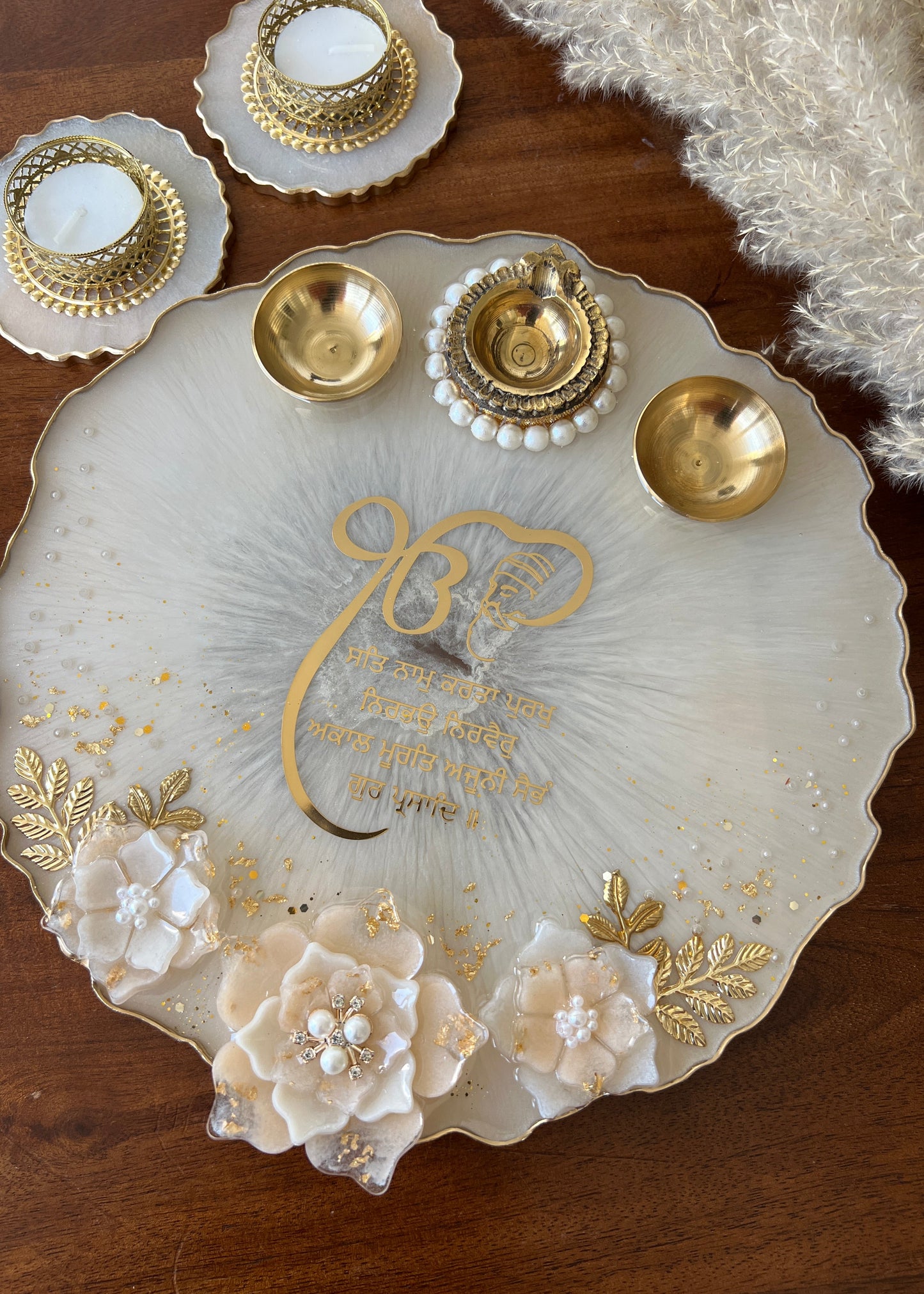 Ivory Bloom Pooja Thali 10”